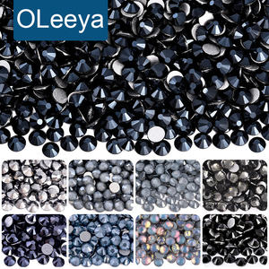 Kristal Kaca Hitam Berkilau Warna Hitam, Cold Fix, Flat Back, Non Hotfix, Grosir OLeeya, Laris Manis, untuk Pakaian - Product Image 1