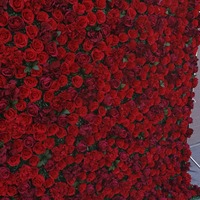 Nouvel Arrivage Mur de fleurs artificielles en soie rouge de 1 mètre carré, Arche moderne, Fond en toile de paille Aglaia Odorata, Décoration de mariage