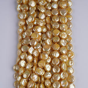 Accesorios Promocionales para Hacer Joyas de Bricolaje con Perlas de Agua Dulce de 10-11 mm, Forma de Botón, Color Dorado, con Manchas Naturales - Product Image 5