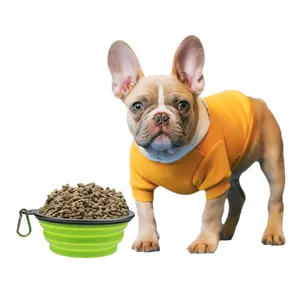 Özel Logo seyahat kamp kaseler katlanabilir gıda ve su için silikon köpek kasesi katlanabilir köpek bağırsak