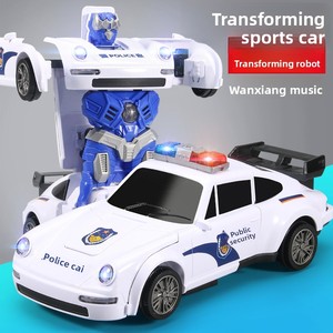 Voiture de police électrique omnidirectionnelle déformable pour garçon, avec lumières cool, transformable en robot, voiture de sport ou char, en plastique, pour les 4-6 ans, vente en gros - Product Image 2