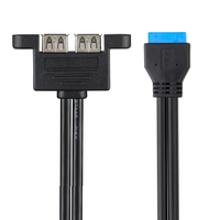 Bochara MotherBoard 20Pin a Dual USB 3,0 Cable hembra con lámina de montaje en panel de tornillo + blindado trenzado 50cm