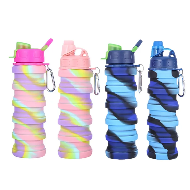 Factory supplier wholesale High Quality Expandable Folding Collapsible Travel Sports Drinking Silicone Foldable Water Bottle