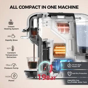 Hochwertige automatische 5-10 Tassen tragbare 19Bar elektrische pumpe italienische intelligente Kapsel-Kaffeemaschine für draußen