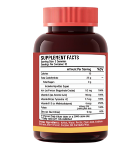 Gomitas de Hierro R55 Winstown, Bisglicinato Ferroso, <span class=keywords><strong>Vitamina</strong></span> C, <span class=keywords><strong>B6</strong></span>, B12, Folato, Citrato de Zinc, 60 Unidades, Sabor a Bayas - Product Image 2