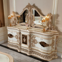 Buffet de salle à manger classique de luxe antique en bois massif réglable de haute qualité pour la maison et la villa