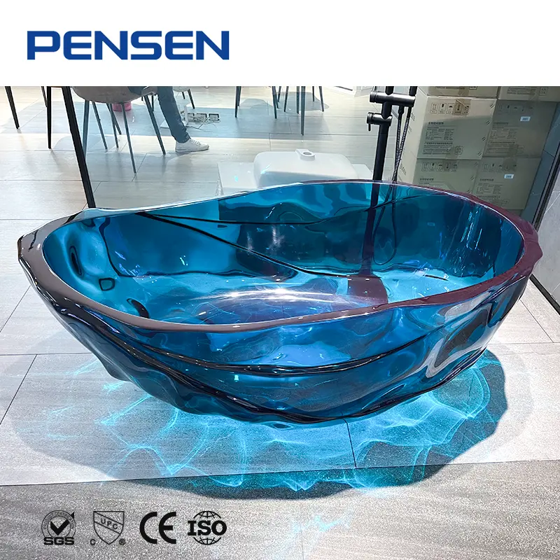 Pensen Factory Transparent Resin Bathtub/ Artificial Stone Bathtub Transparent bathtub