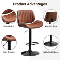 Tabouret de bar en similicuir ALINUNU à prix de gros pour bar à domicile et îlot de cuisine, hauteur réglable, pivotant