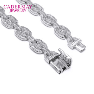 Cadermay Moissanite Necklace 15mm S925 Silver Pig Nose Cuban Chain Lock Design Everyday Wear Jewelry - Product Image 5