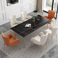Chaises de salle à manger en tissu personnalisées marron/blanc/noir/gris, style moderne de luxe, avec pieds en acier inoxydable