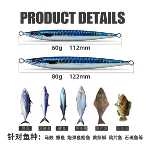 LUCKYSHOT Professional High Quality 60g 80g 100g Lures Metal Jig Glow Effect Fast Jigging Lure