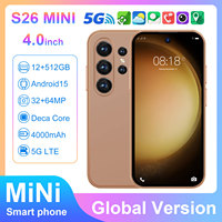 Smartphone S26 Mini con Batería de Ultra Larga Duración, 5G Desbloqueado, 4000mAh, Pantalla LED de 4 Pulgadas y 90Hz, Deca Core MTK 62XX, 12GB RAM, 1TB Almacenamiento, 108MP AI