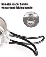Kit de survie d'ustensiles de cuisine en acier inoxydable portable pour l'extérieur Pot et poêle à frire polyvalents pour la randonnée Pique-nique Camping