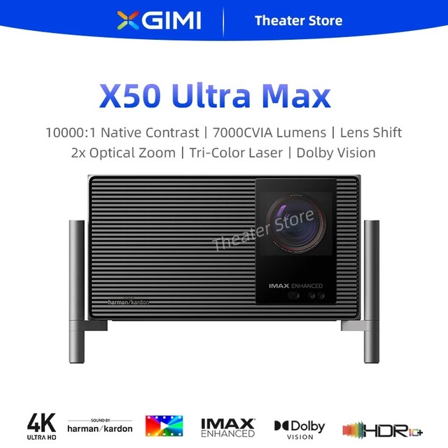 XGIMI X50 Ultra Max 4k Triple Color Laser Projector 2x Optical Zoom Dolby Vision 7000CVIA 3D Video for Home Theater Projector
