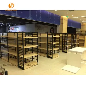 Loja de varejo de madeira MDF prateleiras prateleira de exposição de metal e de madeira de supermercado gôndolas de supermercado