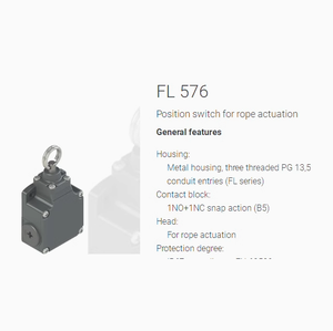 Pizzato Ý Thương Hiệu Mới Ban Đầu 40 Độ Chịu Nhiệt Độ Thấp Lạnh Lưu Trữ Cửa Đặc Biệt Pull-Wire Chuyển Đổi FL576-T6 - Product Image 5