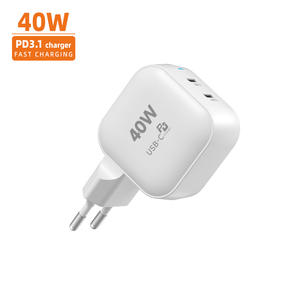 Commercio all'ingrosso 40W PPS Quick Gan USB Type c 2 porte tipo-c Eu Us Au Uk India Plug caricabatterie Super veloce da parete per iphone 15 - Product Image 3