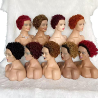 Perruque Lace Front Wig brésilienne 13x4x1, cheveux humains courts, coupe Pixie, boucles, pour femmes noires, en Stock, vente en gros