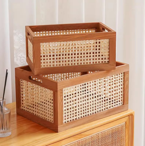 Solid Wood <strong>Basket</strong> Rattan Desk Toys Books <strong>Wooden</strong> Drawer Storage Box <strong>Picnic</strong> Woven <strong>Basket</strong>