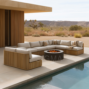 Set di Divani in Legno di Teak Massiccio per Esterni, Mobili da Giardino Resistenti a Pioggia e Sole, per Patio e Cortile - Product Image 4