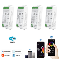 Pengontrol Lampu LED Strip Pintar WiFi MC10XW Tuya Alexa Google Home 2.4G Sinkronisasi Grup 4-Zona DC5-24V DIM CCT RGB RGBW Dimmer Lampu LED Strip