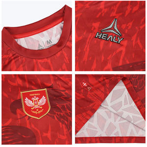 Camiseta de Fútbol Healy con Patrón de Águila Roja Intensa con Detalles de Mangas a Rayas y Camiseta de Secado Rápido Transpirable de Primera Calidad Maillot De Shirt - Product Image 3