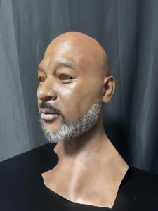 Masque en silicone simulé de peau foncée avec cheveux et barbe masque de déguisement de Cosplay à tête complète pour accessoires de performance de fête d'Halloween - Product Image 2