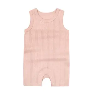 Nouveau-né bébé Jacquard Shortall sans manches combinaison 100% coton été bébé barboteuse Pointelle tenue