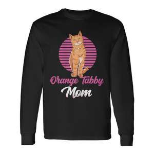 Camiseta de manga larga con diseño de gato lindo de Orange Tabby Mom, camisa de moda para mujer - Product Image 1