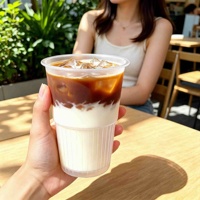 Gobelets à café jetables haute transparence, vente en gros, logo personnalisé imprimé, taille 1000 ml (32 oz), gobelets en plastique avec couvercle