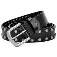 Ceintures élastiques cloutées pour hommes et femmes Punk GG Rivet noir Logo personnalisable Renaissance Y2K Rock Chain avec boucle en alliage