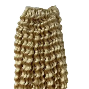 Özelleştirilmiş derin kıvırcık saç uzantıları 613 # renk saç atkı demetleri ile işık sarışın 4*4 dantel kapatma rus Remy saç