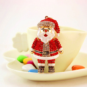 Creative Diamond Santa Keychain Crystal Santa Claus Keychain