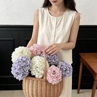 Grande Hortensia Réaliste à Têtes Larges avec Pétales en Soie, Hortensia Artificiel Bleu Poussiéreux Longue Durée pour Centre de Table de Mariage et Décoration Intérieure