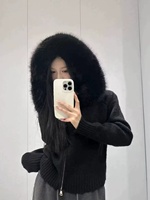 Nouveau Gilet Cardigan Tricoté Durable pour Femmes 2025 avec Capuche, Manteau Décontracté d'Hiver à Col en Fausse Fourrure