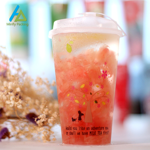 Wholesale Custom Logo & Color Square PE PP 90Mm Disposable Eco-Friendly Lids 500ml/700ml Boba Bubble Milk Tea <b>Cups</b> - Product Image 6