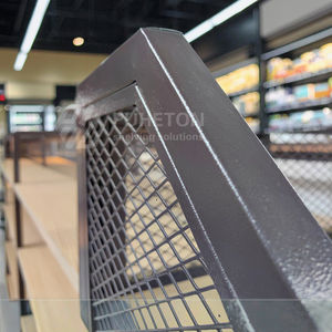 סופרמרקט גונדולה מתלה דו צדדי עץ & רשת מתכתית בחזרה אור דיוטי מעמד עבור קניון - Product Image 2