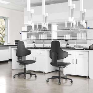 Chaise pivotante de bureau pivotante en cuir Pu de qualité médicale pour ascenseur à gaz de classe 3 réglable Tabouret de laboratoire Pu Chaise de rédaction avec repose-pieds - Product Image 6