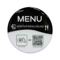 Carte de menu de table ronde pour restaurant, plaque en PVC époxy NFC, autocollant de menu avec support adhésif