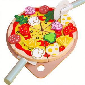 Jouets de cuisine éducatifs en bois massif de haute qualité pour enfants, garçons et filles autistes, pour faire semblant de cuisiner des pizzas et des légumes - Product Image 2