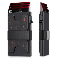 Porte-cartes de crédit fin en aluminium, avec plaque arrière extensible, blocage RFID, minimaliste, en métal, avec sangle simple pour espèces