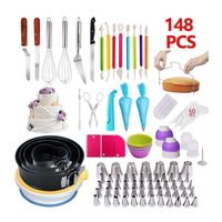 148 Stück Simple Style Kuchen Dekorations werkzeuge Icing Piping Tips Düsen konverter Gebäck Creme tasche Set Backen Springfoam Pan