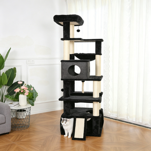 <span class=keywords><strong>Arbre</strong></span> <span class=keywords><strong>à</strong></span> <span class=keywords><strong>chat</strong></span> multi-niveaux de 201,5 cm avec grand condo, <span class=keywords><strong>hamac</strong></span>, griffoir et perchoir supérieur – Tour <span class=keywords><strong>pour</strong></span> chats multiples - Product Image 3