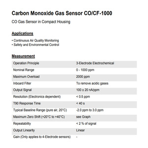 เซ็นเซอร์ตรวจจับก๊าซคาร์บอนมอนอกไซด์ Membrapor รุ่น CO CF 1000 0 1000 ppm เครื่องตรวจวัดคุณภาพอากาศแบบอิเล็กโทรเคมีในตัวขนาดกะทัดรัด - Product Image 1