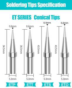 Pointe de fer à souder série <span class=keywords><strong>ET</strong></span> sans plomb en gros ETB/ETP/ETS/ETH pour Weller WES50/51 WESD51 WE1010 Station de soudage en cuivre - Product Image 6