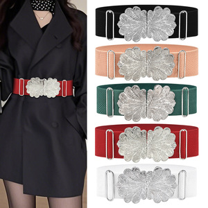 New Wide Elastic Waist <strong>Belt</strong> <strong>for</strong> <strong>Women</strong> Vintage Floral Metal Interlock Buckle Stretchy Cinch <strong>Belt</strong> <strong>for</strong> <strong>Dresses</strong> Coats Fashion Corset - Product Image 2