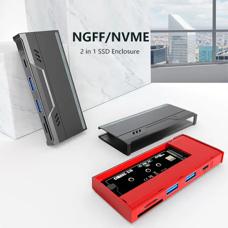 NVME / NGFF SSD PCIe / SATA m.2 nvme ssd enclosure usb type c ssd hard disk case enclosure external hard drive case