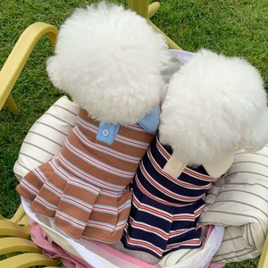 Robe d'été rayée pour chien avec col et boutons décoratifs, jolie jupe pour animaux de compagnie pour petits chiens, chats, chiots et chatons, usage quotidien - Product Image 5