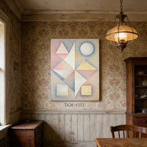 <span class=keywords><strong>Peinture</strong></span> sur toile abstraite géométrique pastel, pointillisme, géométrie abstraite, décoration nordique minimaliste pour salon, chambre à coucher - Product Image 4