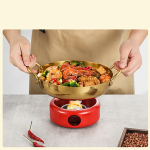 หม้อต้มน้ำสแตนเลสหูสองชั้นเครื่องครัวราเม็งเกาหลีราเม็งสีทองหรูหรา - Product Image 3